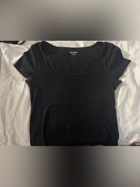 Old Navy Black Ribbed Short Sleeve Crew Tee